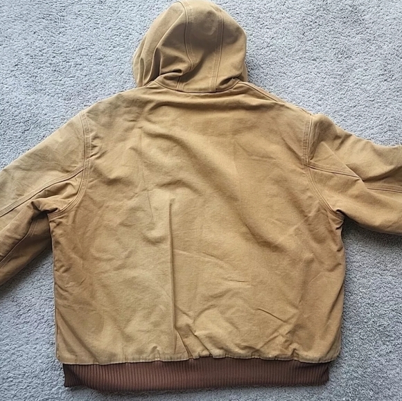 Vintage Carhartt Active Jacket Men 2XL Tan Work Hoodie Quilt Lined Duck Canvas - Picture 3 of 9